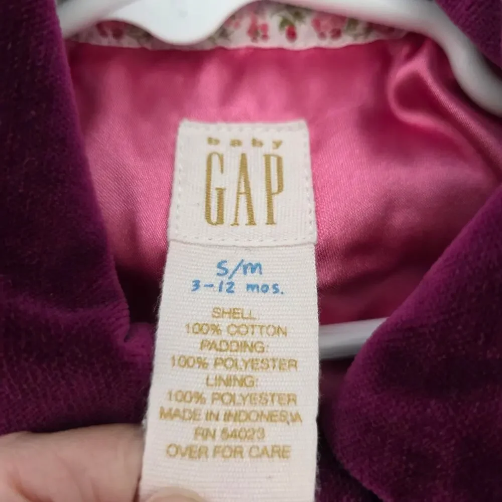 VTG Baby Gap 3-12 Months Purple Velour Mandarin Toggle Jacket